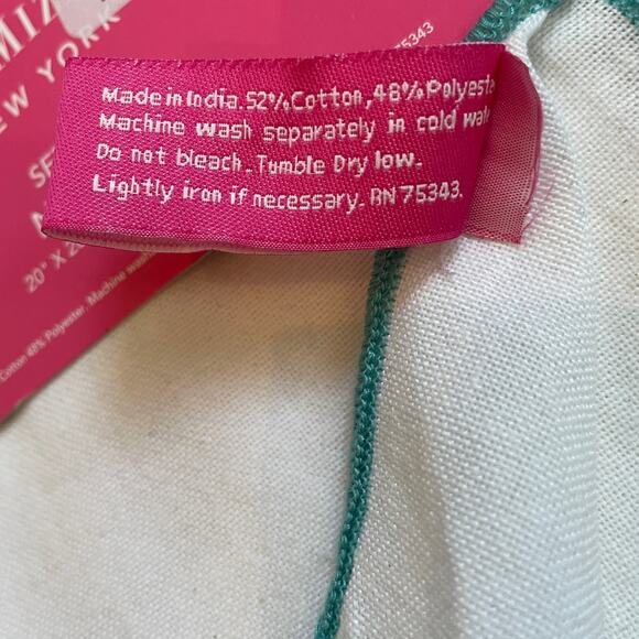 Isaac Mizrahi Spring Cotton Cloth Napkins 20x20 Embroidered Turquoise White NEW - Picture 4 of 8